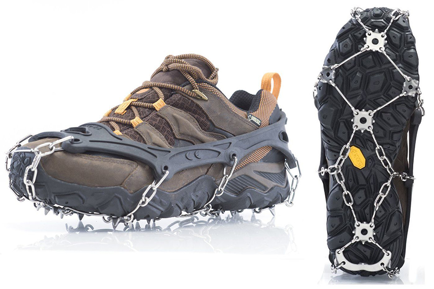 Rakaraka Crampons pour Chaussures Antidérapant avec 15 Goujons Remplaçables  la Glace, Les Randonnées, la Chasse et la Marche en Hiver (Noir, S) :  : Sports et Loisirs